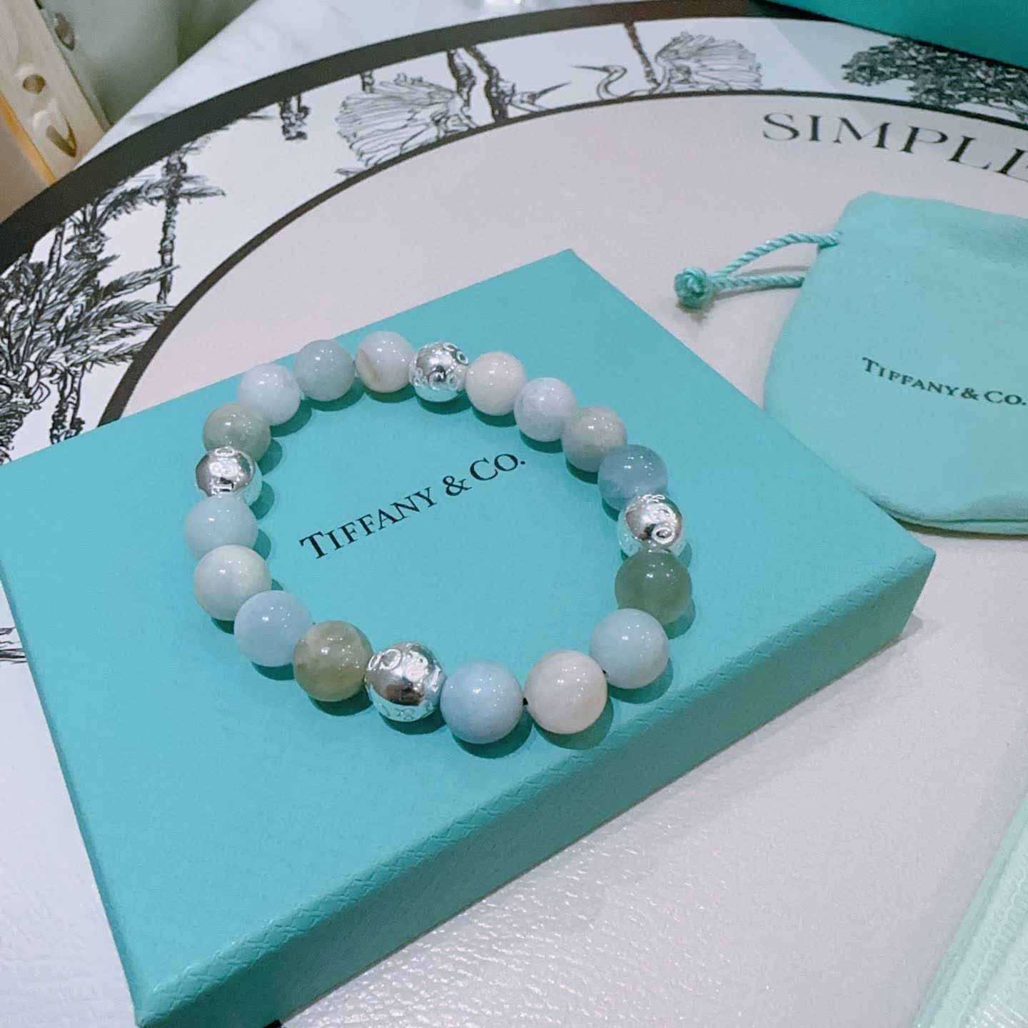 Tiffany & Co. Blue Agate Bead Bracelet